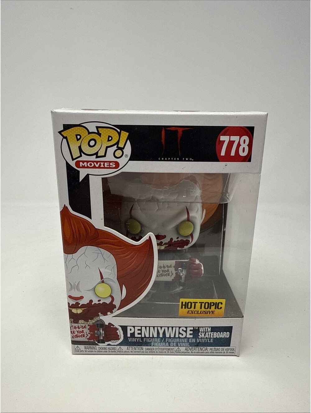 Funko Pop! Movies IT Chapter Two #778 PENNYWISE W/Slateboard (2019) Hot Topic